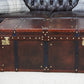 Vintage Storage Trunk Coffee Table | Antique Leather Top | Handmade England