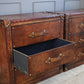 Leather Vintage Bedside Cabinet Pair, English Country House Master Bedroom, Nightstands Handmade Set