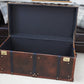 Vintage Storage Trunk Coffee Table | Antique Leather Top | Handmade England