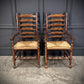 Set Of Eight Antique Ladder Back Dining Chairs