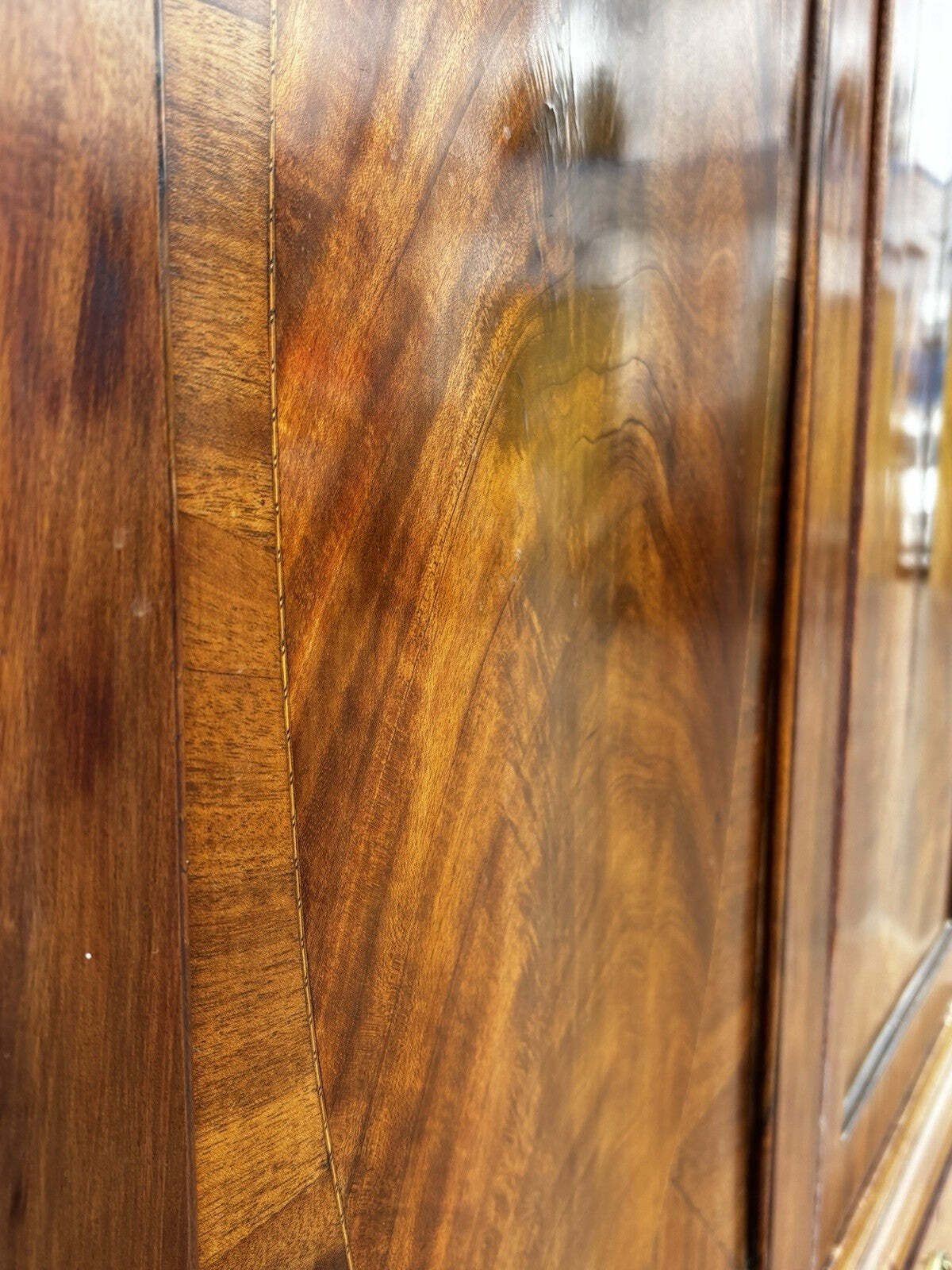 Antique Georgian Flame Mahogany Cupboard & Drawers