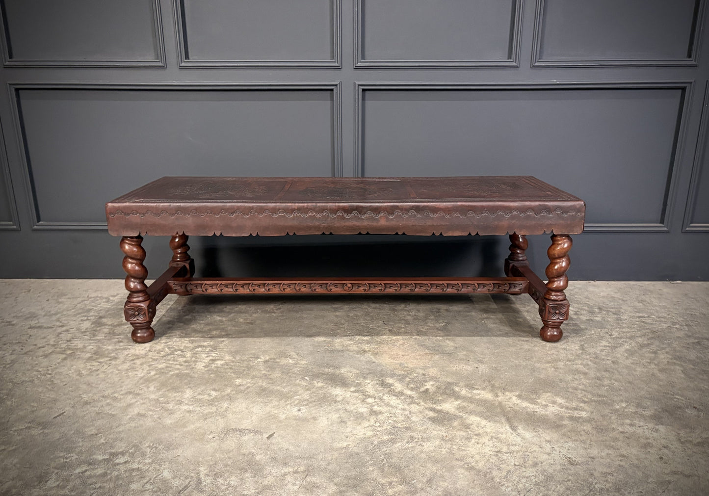 Mahogany & Leather Vintage Coffee Table