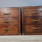 Leather Vintage Bedside Cabinet Pair, English Country House Master Bedroom, Nightstands Handmade Set