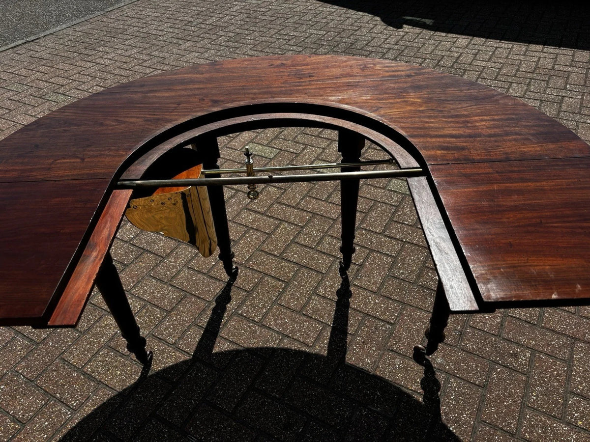 Mahogany Horseshoe Hunt Wine Tasting Social Table, Folds Down & with Storage.