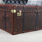 Vintage Storage Trunk Coffee Table | Antique Leather Top | Handmade England