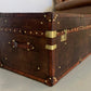Handcrafted English Leather Coffee Table Trunk with Brass Hardware – Classic Storage Chest Home Decor