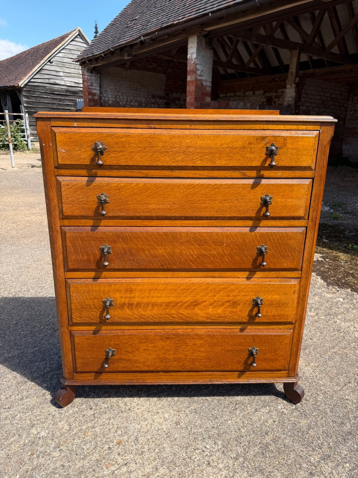Vintage Oak Tallboy Chest of Drawers