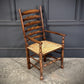 Set Of Eight Antique Ladder Back Dining Chairs