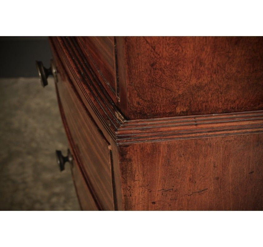 Rare Regency Bow Front Vintage Tallboy Chest On Chest