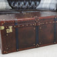 Vintage Storage Trunk Coffee Table | Antique Leather Top | Handmade England