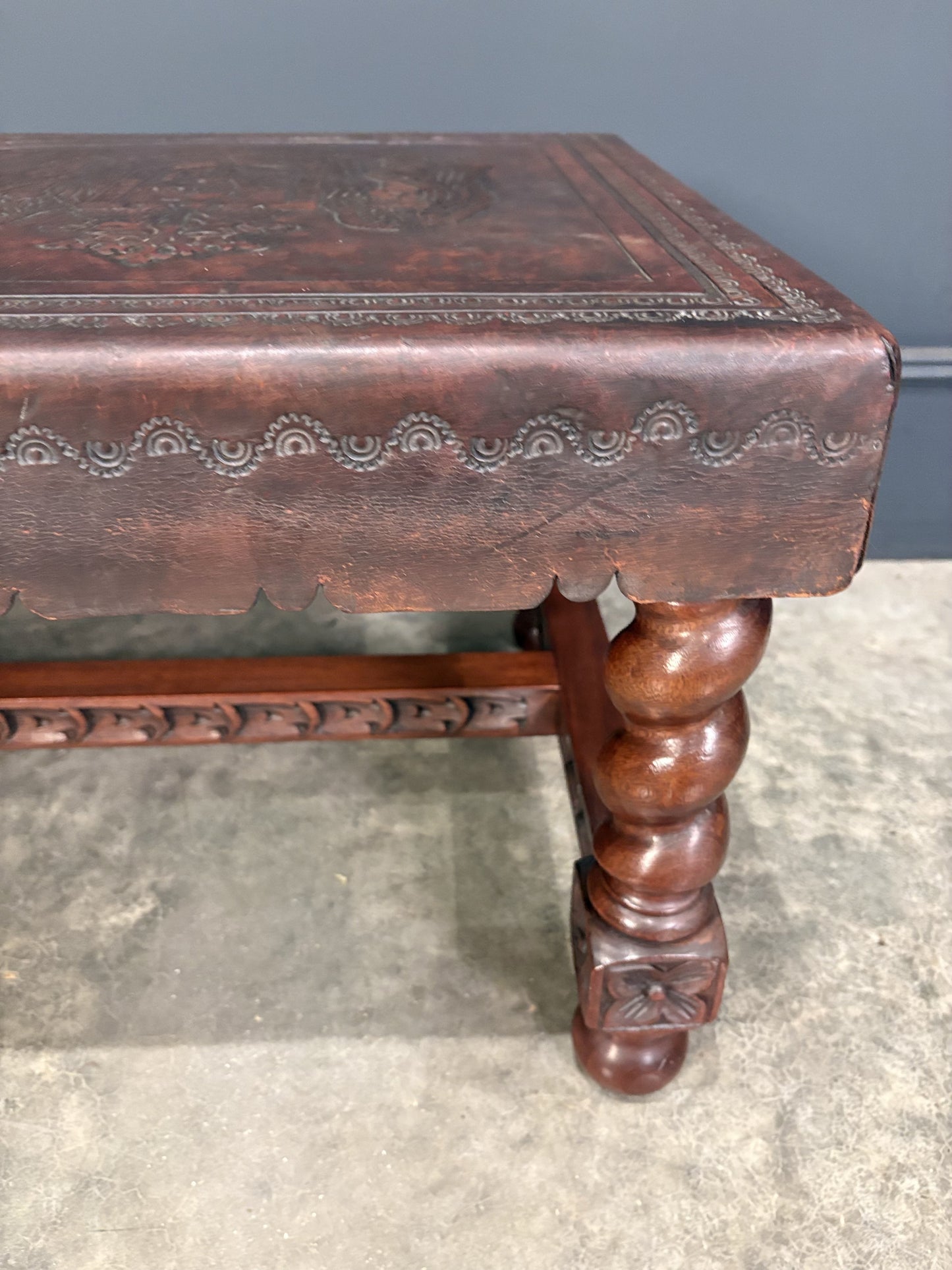 Mahogany & Leather Vintage Coffee Table
