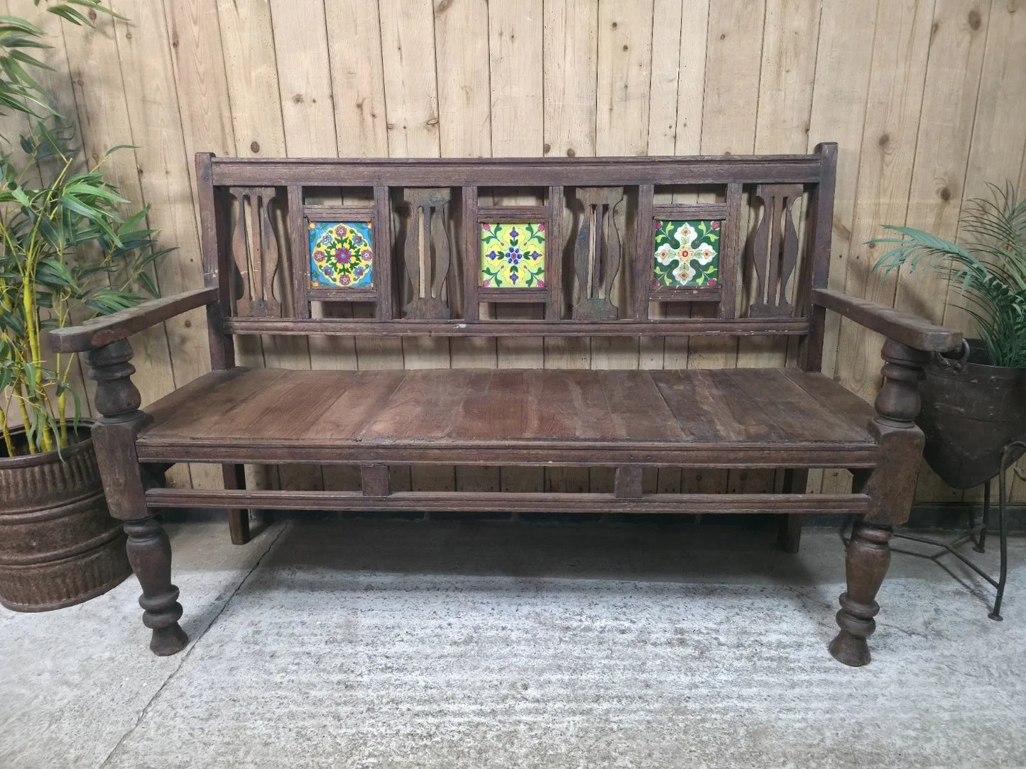 Vintage Rustic Solid Wooden Garden Bench Seat Day Bed