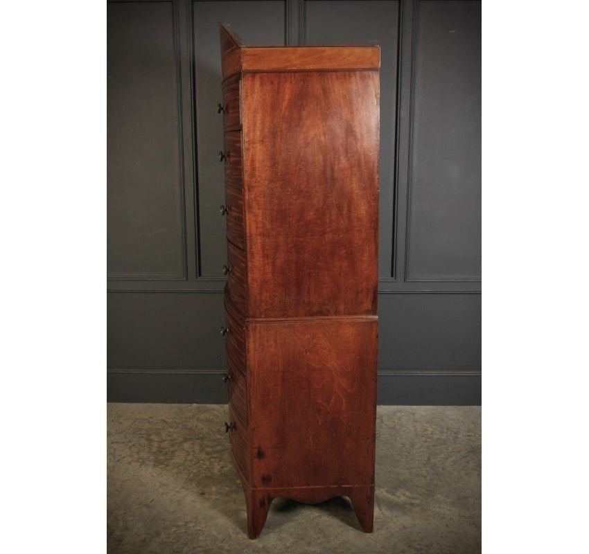 Rare Regency Bow Front Vintage Tallboy Chest On Chest