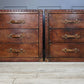 Leather Vintage Bedside Cabinet Pair, English Country House Master Bedroom, Nightstands Handmade Set