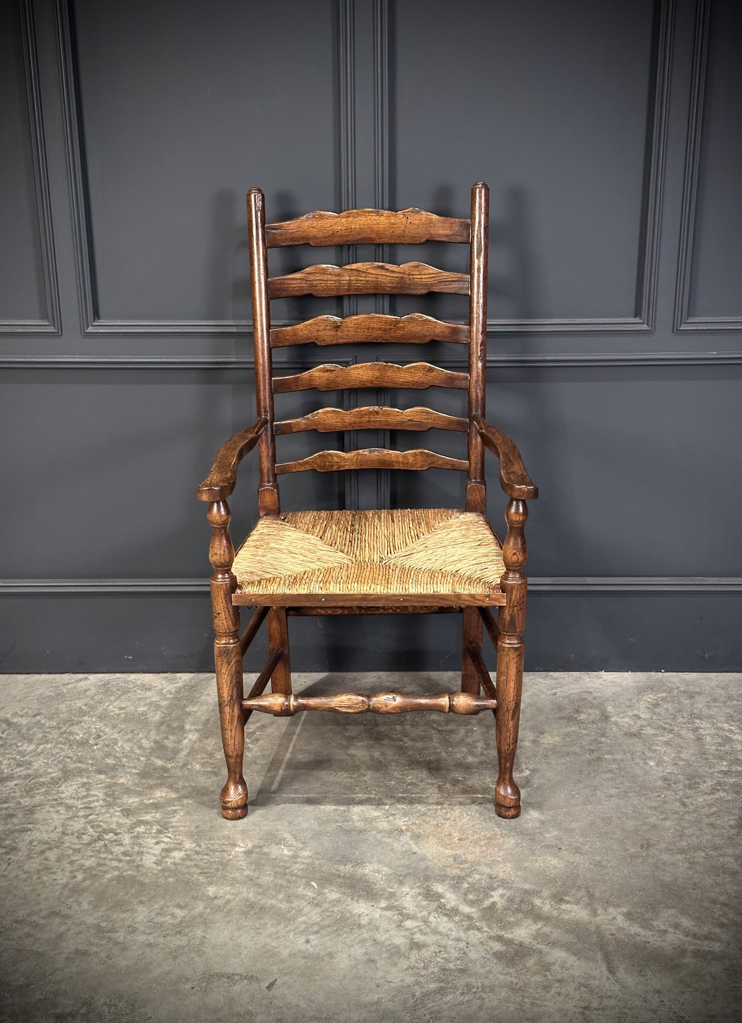 Set Of Eight Antique Ladder Back Dining Chairs