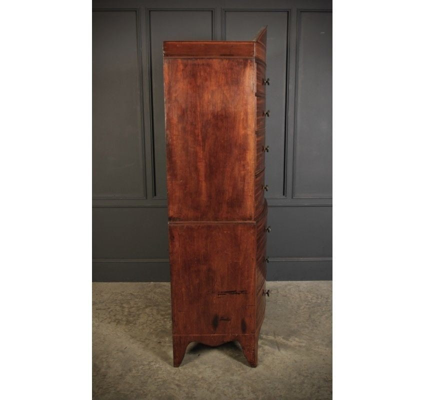 Rare Regency Bow Front Vintage Tallboy Chest On Chest