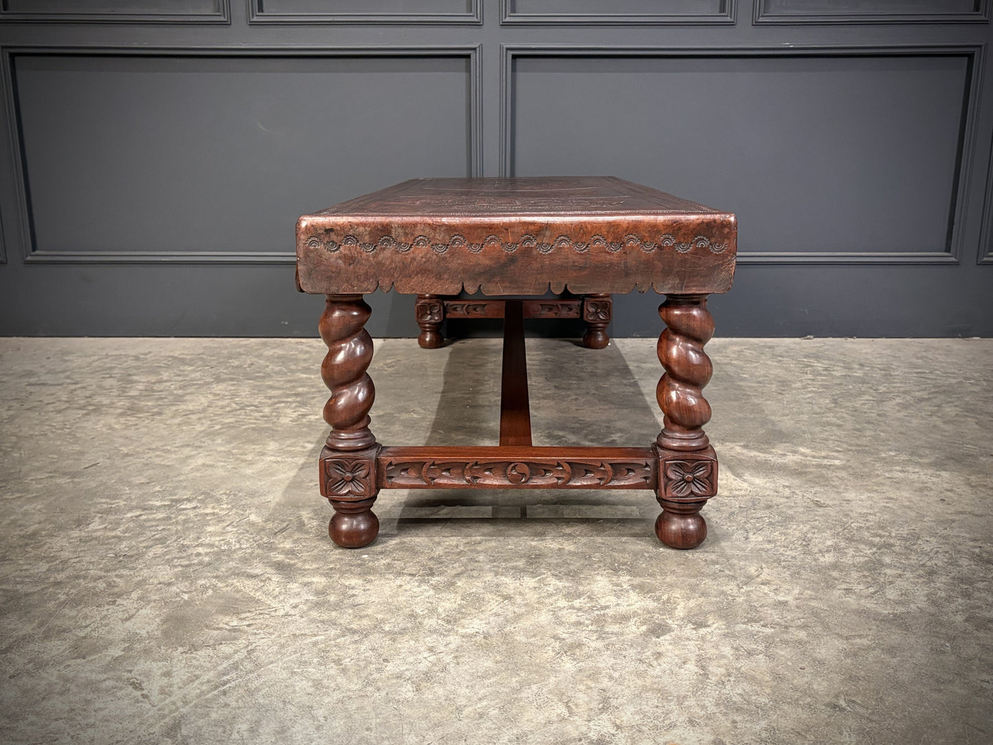 Mahogany & Leather Vintage Coffee Table