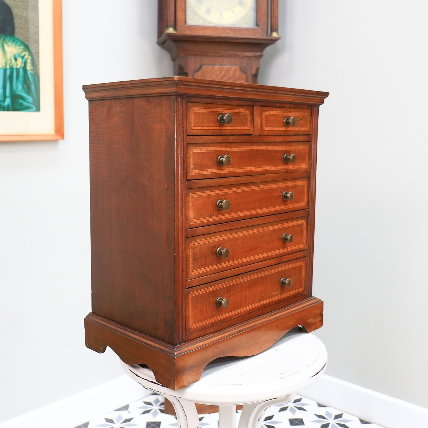 Vintage Chest of Drawers Apprentice Salesman Piece Inlaid Mahogany