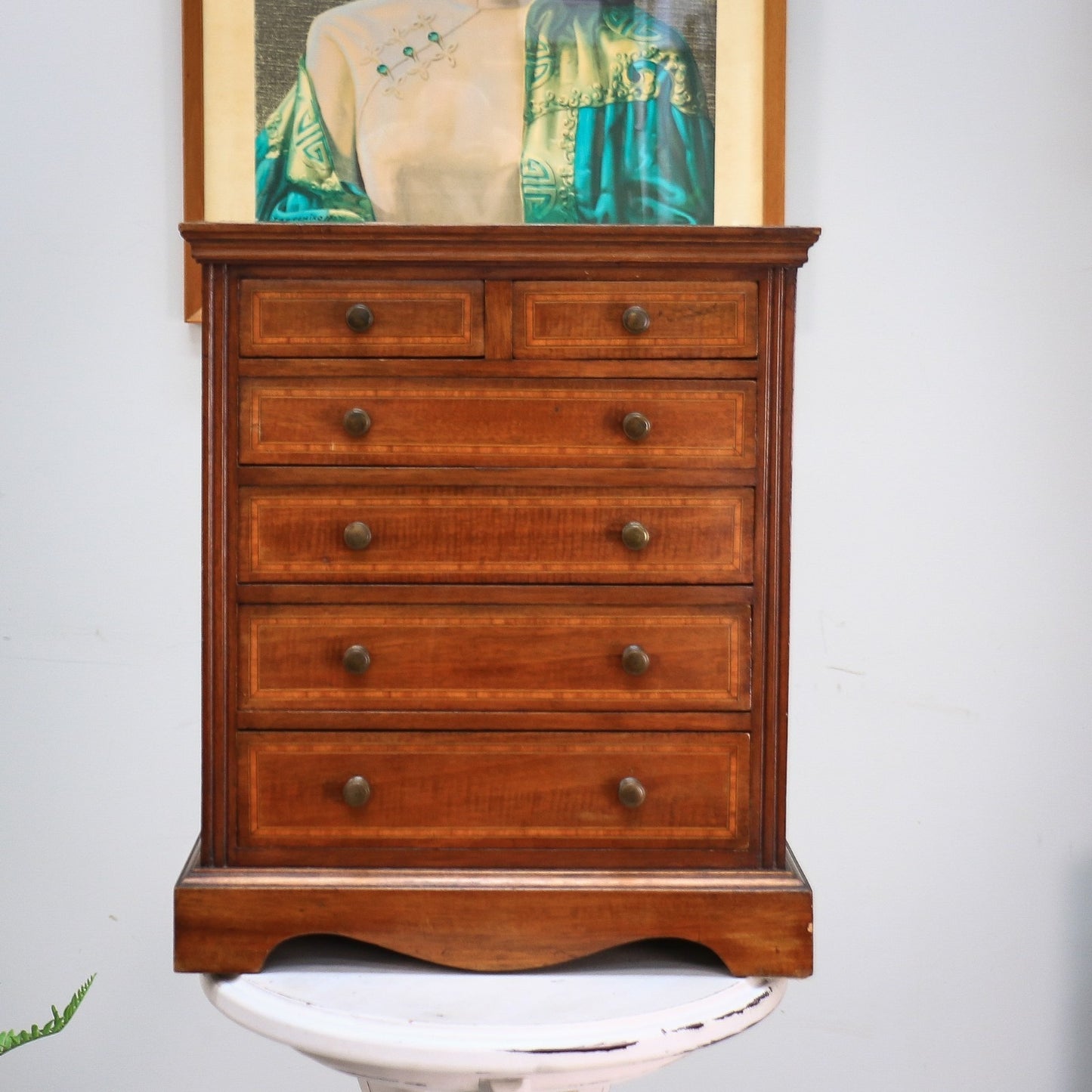 Vintage Chest of Drawers Apprentice Salesman Piece Inlaid Mahogany
