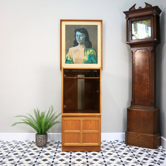 Nathan Hi Fi Media Vinyl Tall Display Cabinet in Teak Mid Century