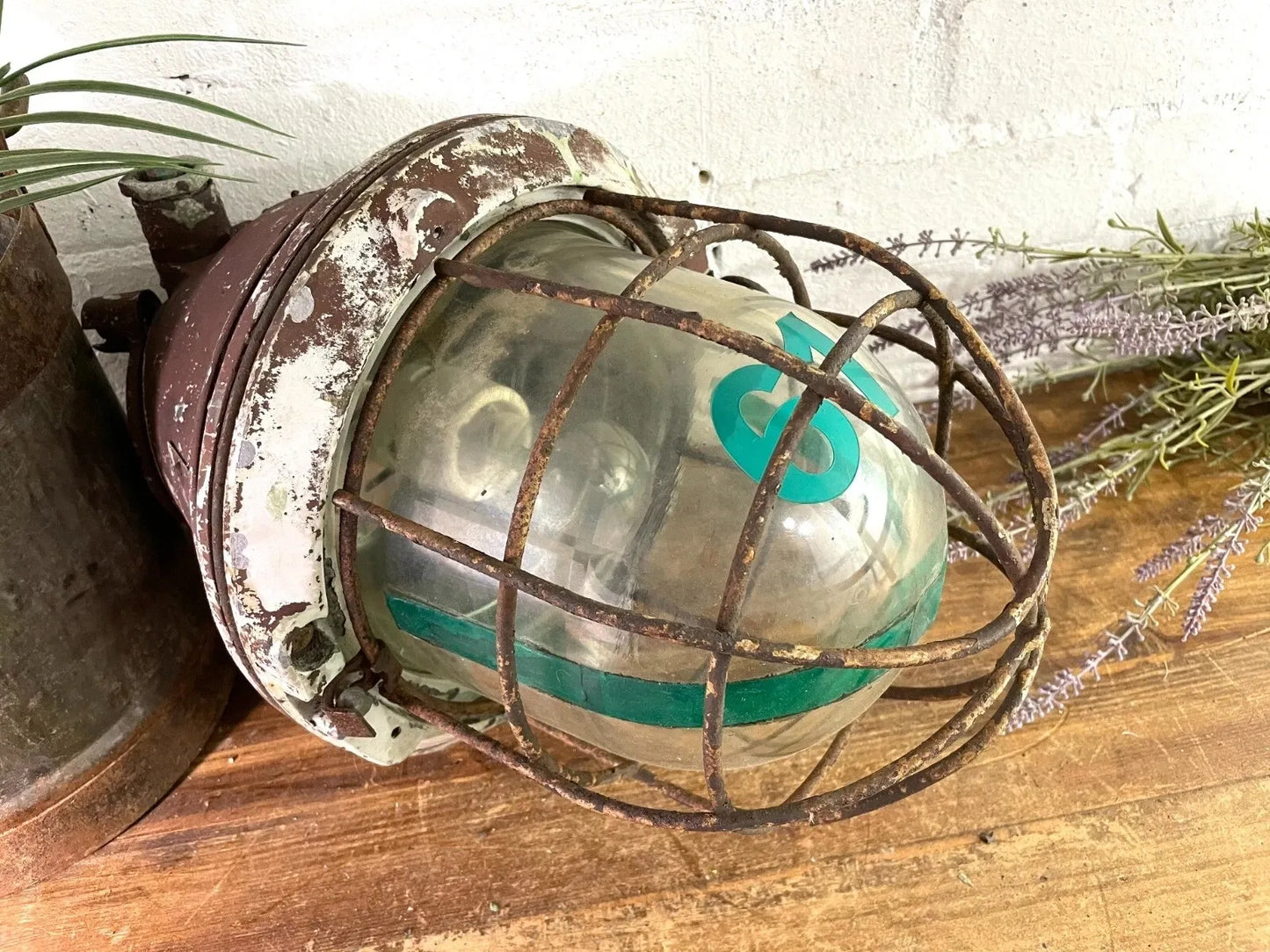 Vintage EOW Industrial Factory Explosion Ceiling Hanging Bulk Head Light Lamp
