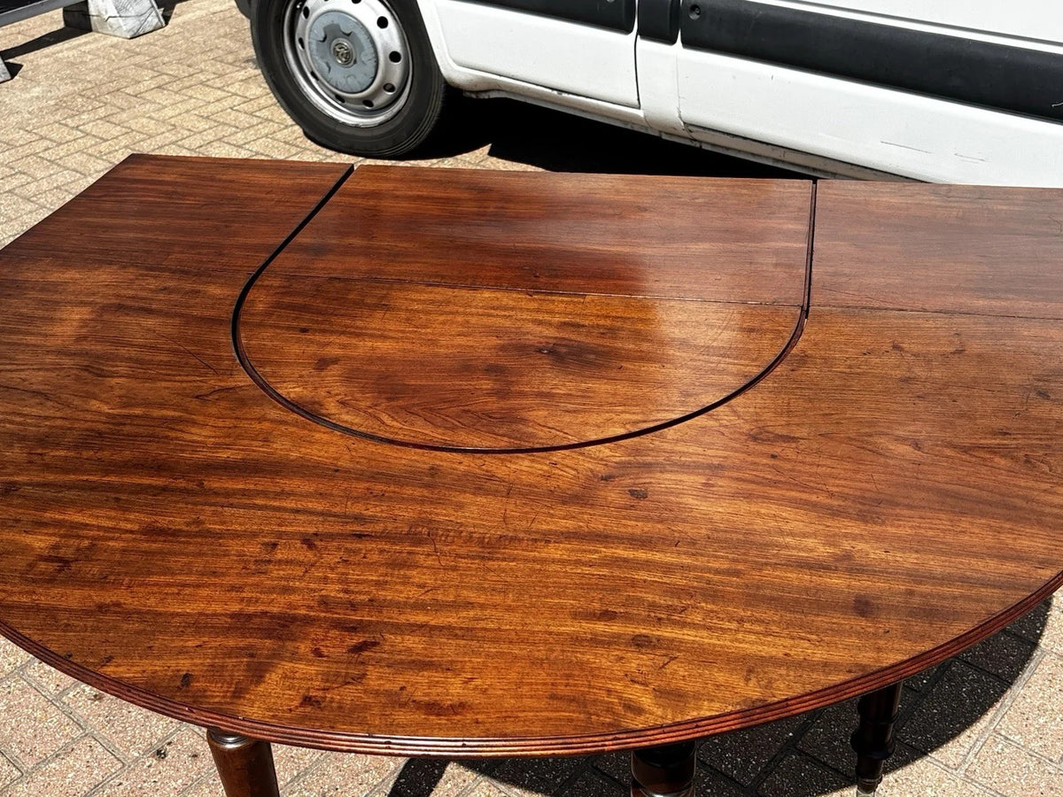 Mahogany Horseshoe Hunt Wine Tasting Social Table, Folds Down & with Storage.