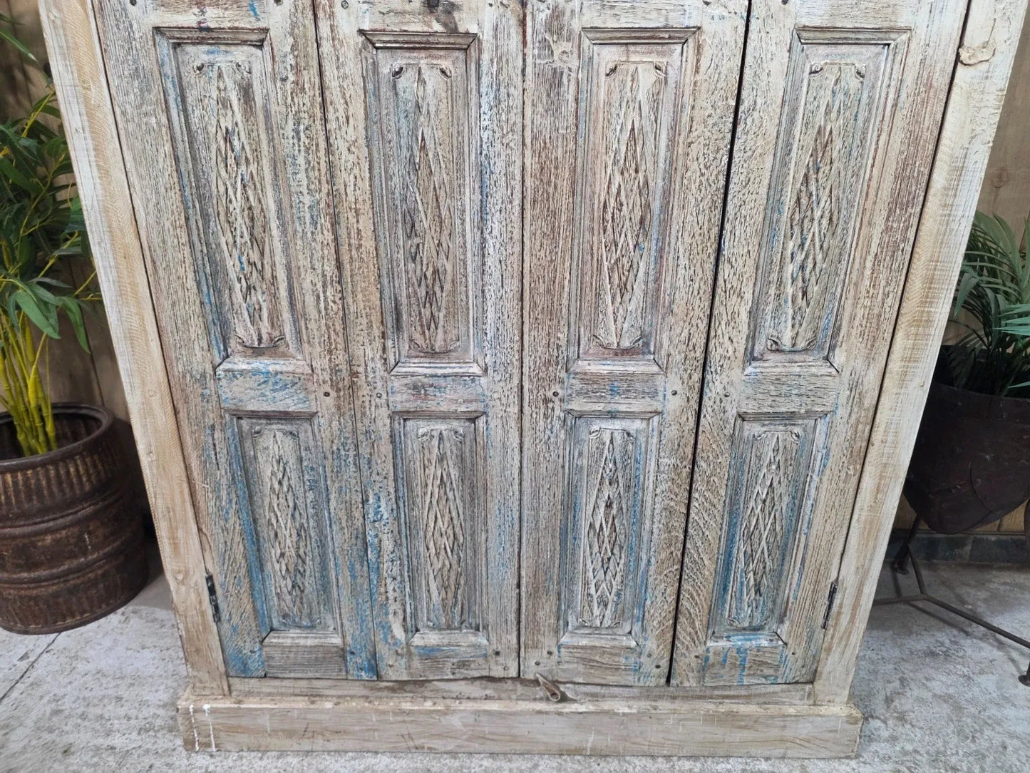 Vintage Reclaimed Indian Solid Wooden House Keepers Linen Cupboard