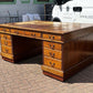 Large Vintage Victorian Mahogany Partners Pedestal Desk, Drawers And Cupboards
