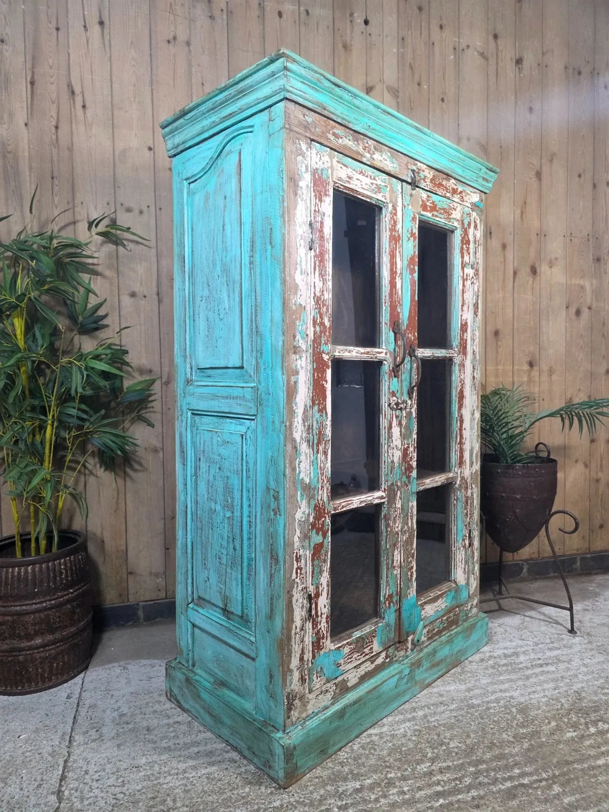 Vintage Reclaimed Indian Freestanding Kitchen Bathroom Drinks Display Cabinet