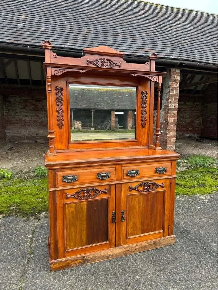 Antique Edwardian Mahogany Mirror Backed Sideboard Chiffonier Dresser