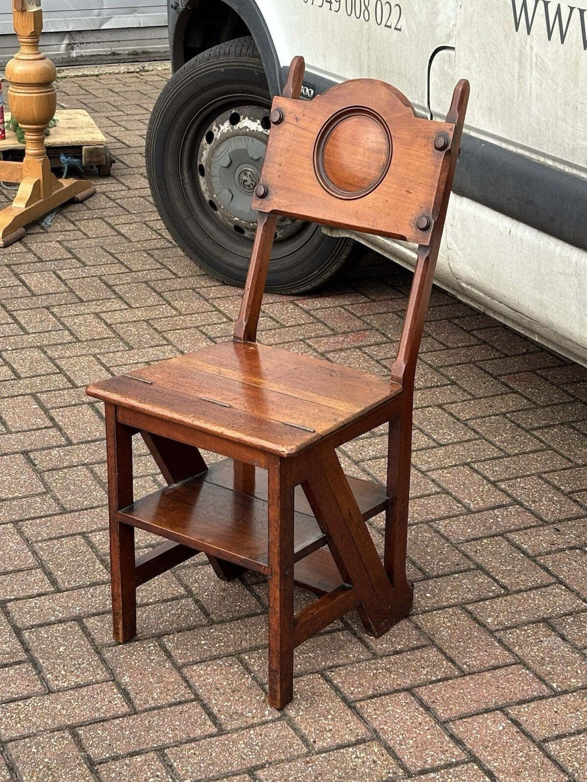 Victorian Vintage Metamorphic Mahogany Chair That Folds Over Into Library Steps