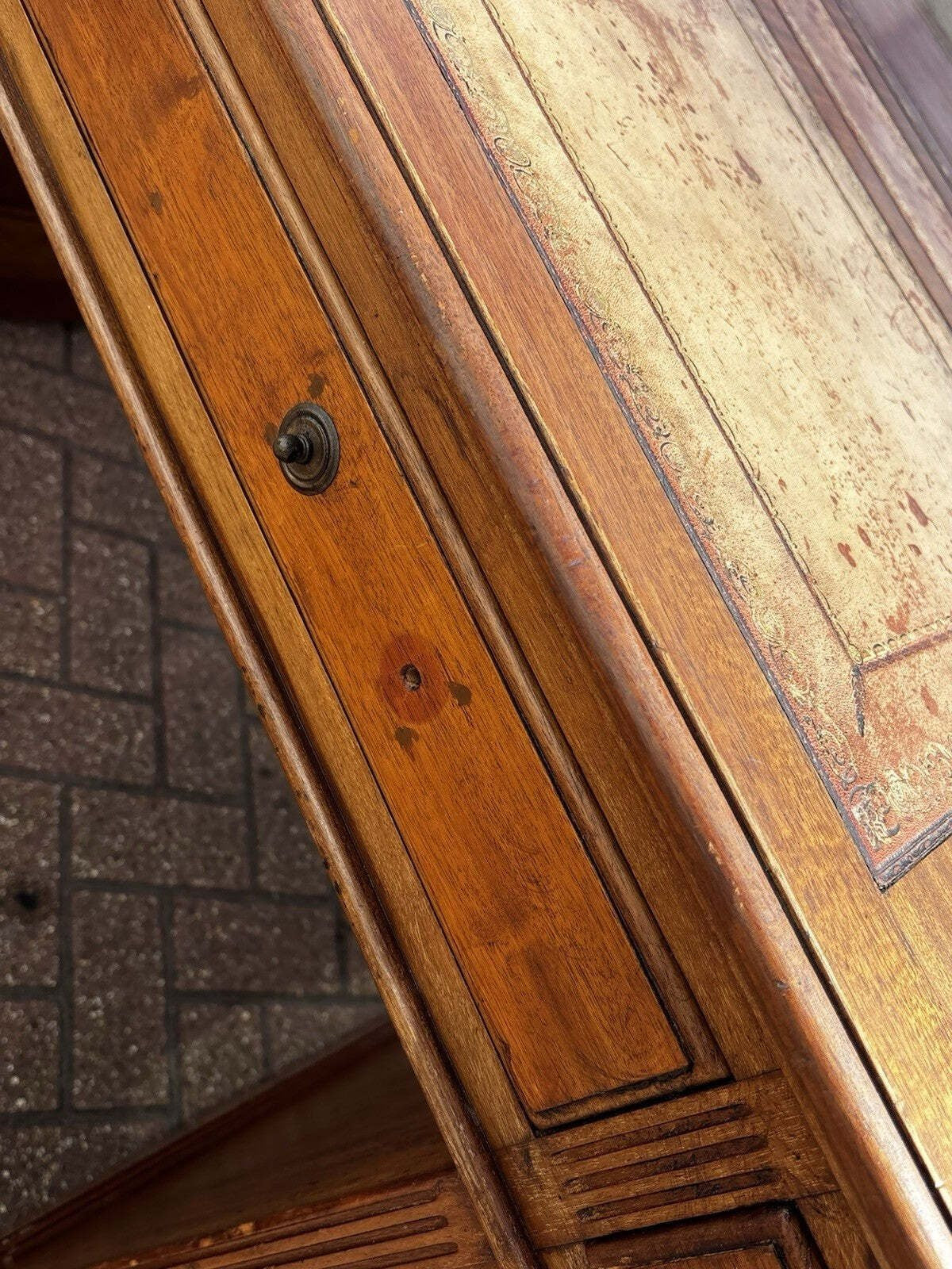 Large Vintage Victorian Mahogany Partners Pedestal Desk, Drawers And Cupboards