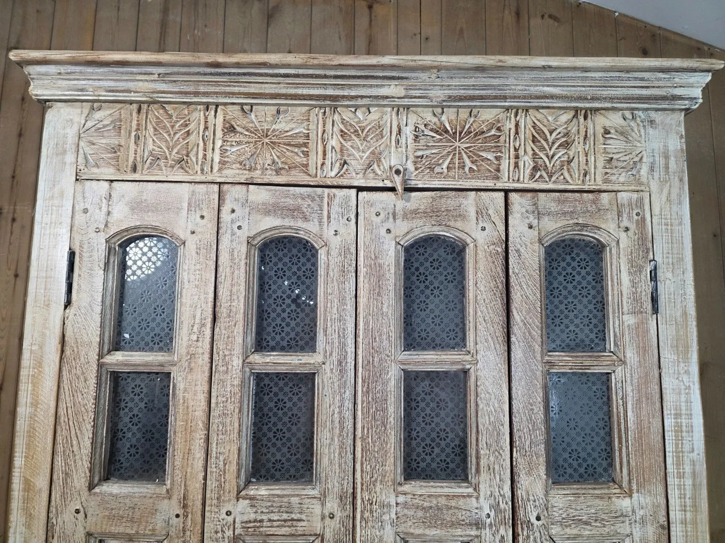 Vintage Reclaimed Indian Solid Wooden House Keepers Linen Cupboard