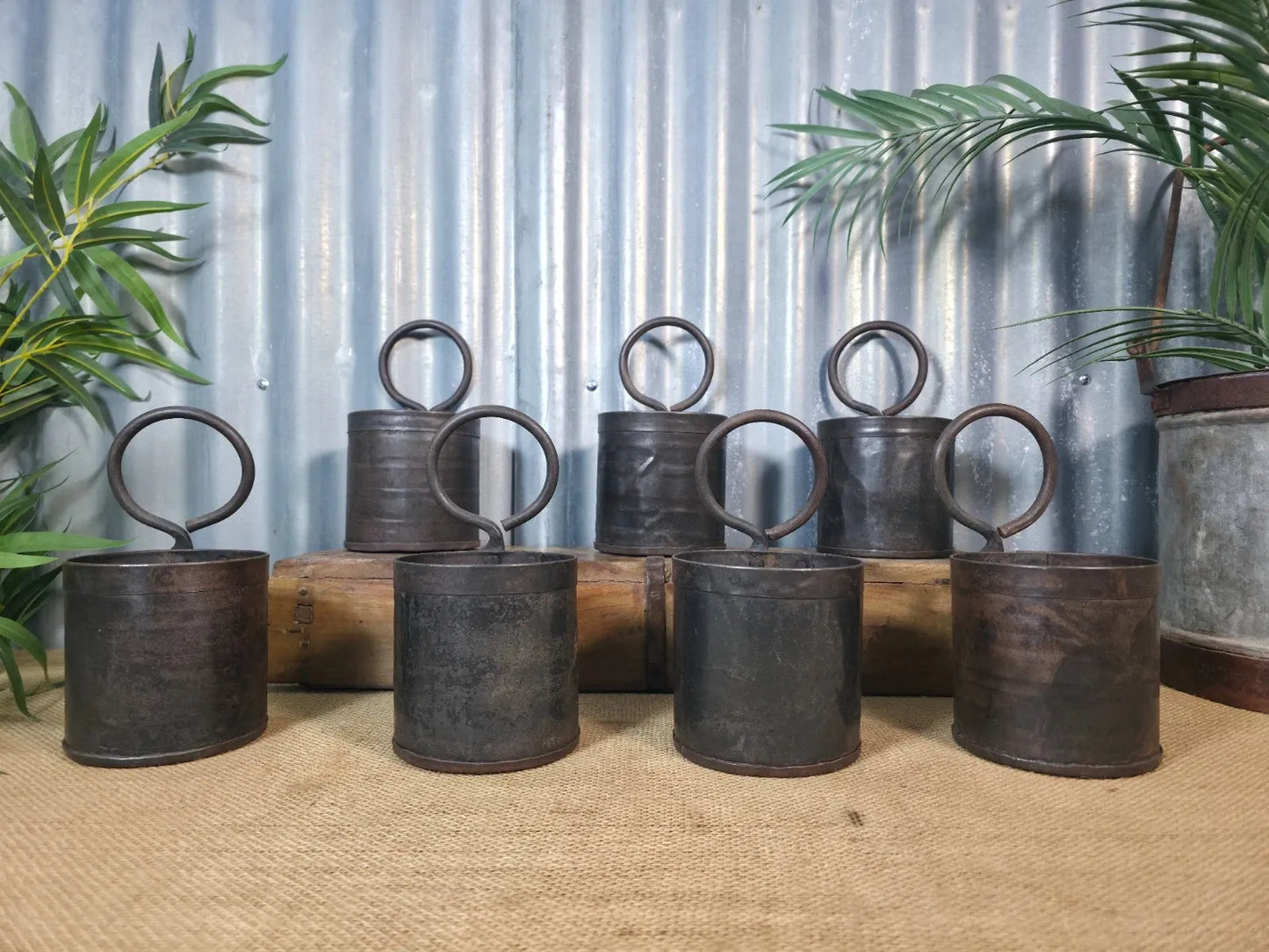 Vintage Iron Metal Pot Handle Utensil Planter Pen Desk Storage