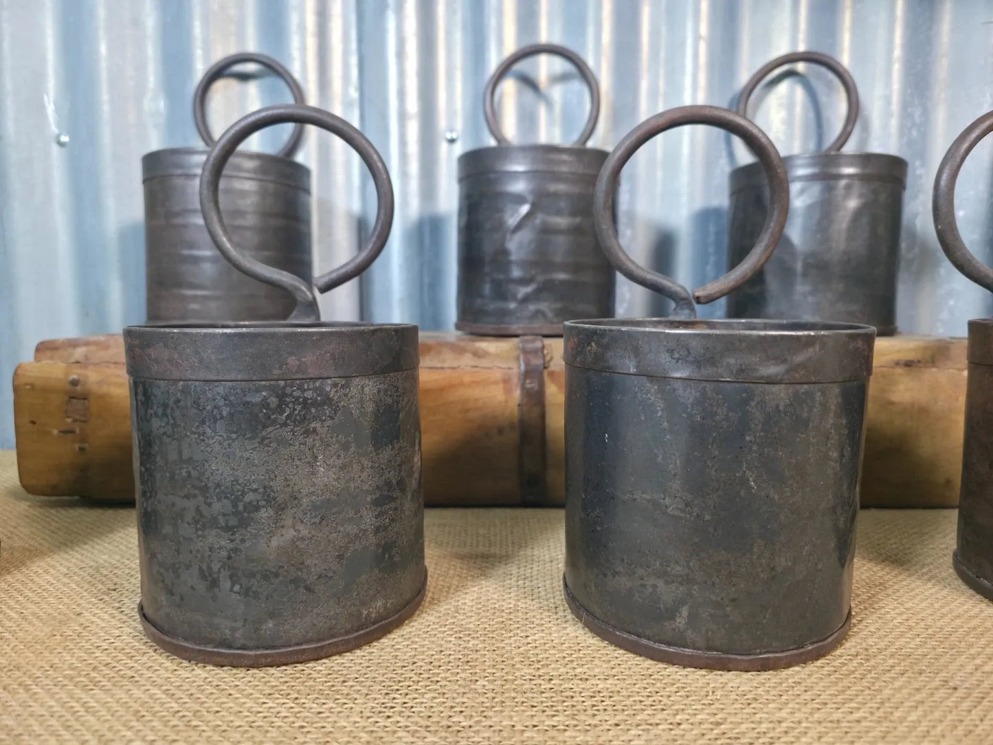 Vintage Iron Metal Pot Handle Utensil Planter Pen Desk Storage