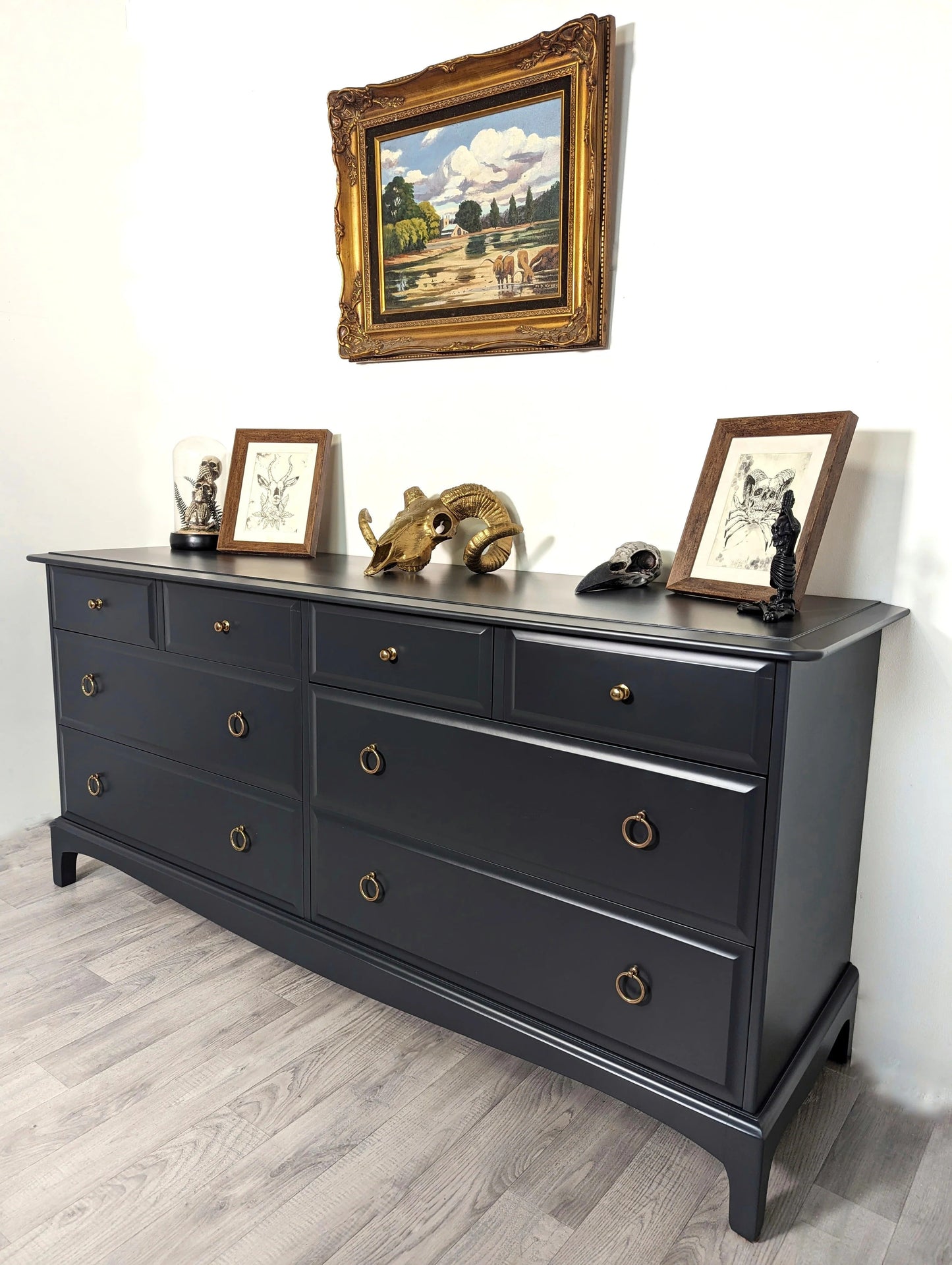 Stag Minstrel Captains Chest , 8 Drawer Captains Chest in Farrow and Ball Railings