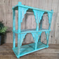 Blue Vintage Reclaimed Solid Wooded Arched Temple Wall Display Shelf Shelves