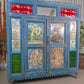 Blue Vintage Indian Glazed Colonial Wooden Kitchen Bathroom Drinks Cocktail Cabinet