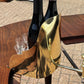 Mahogany Horseshoe Hunt Wine Tasting Social Table, Folds Down & with Storage.