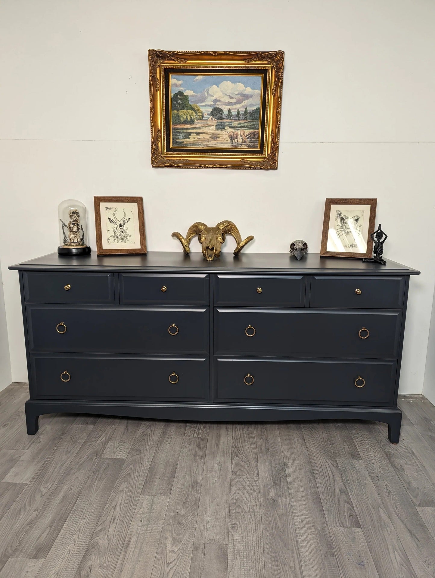 Stag Minstrel Captains Chest , 8 Drawer Captains Chest in Farrow and Ball Railings