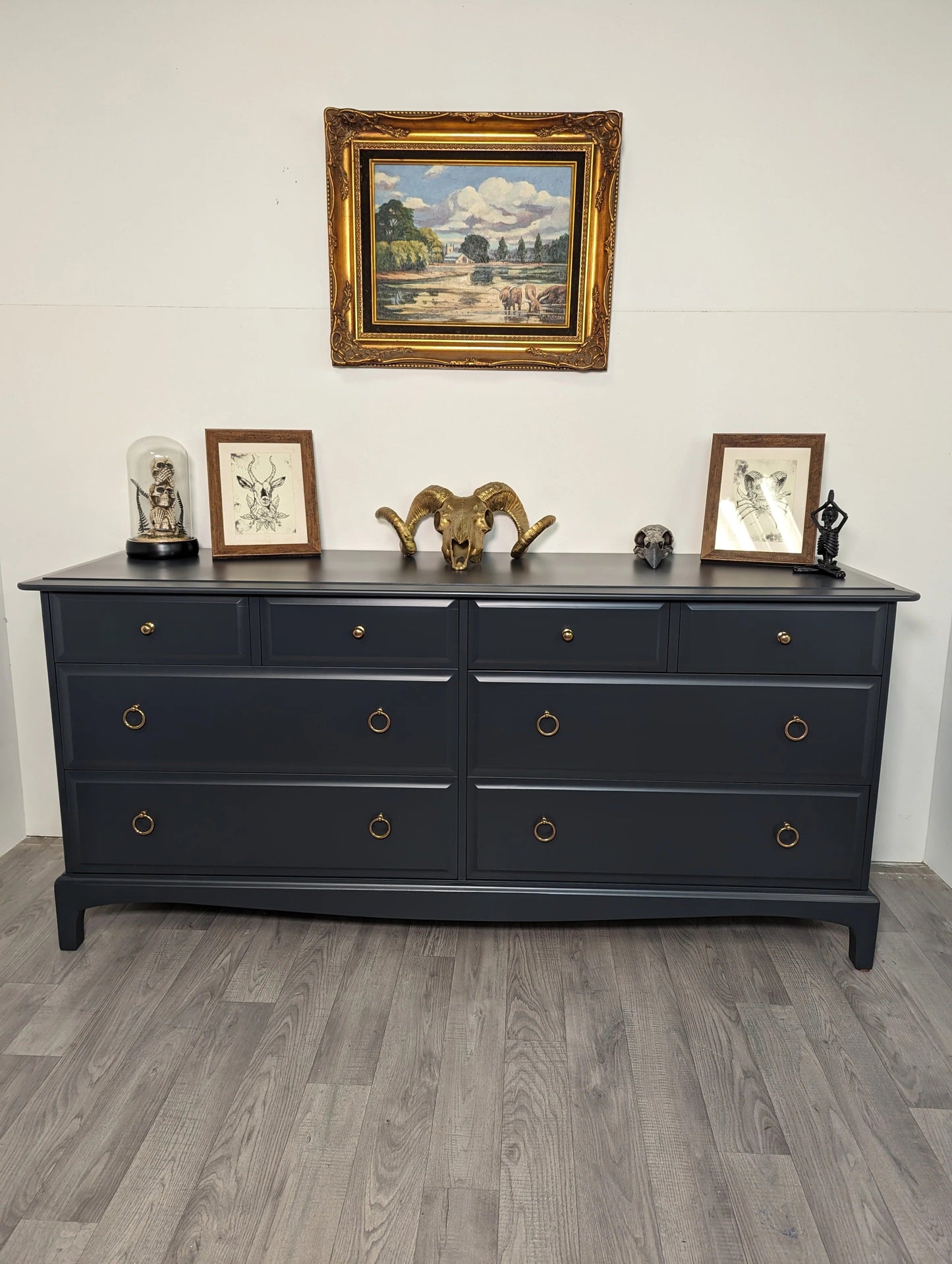 Stag Minstrel Captains Chest , 8 Drawer Captains Chest in Farrow and Ball Railings