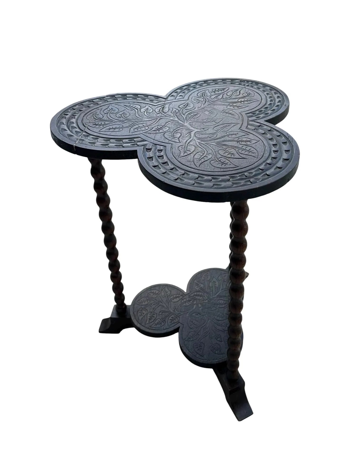 Antique Clover leaf Shamrock bobbin side table