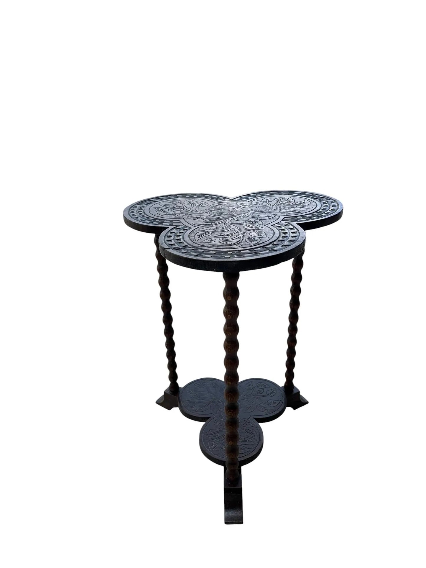 Antique Clover leaf Shamrock bobbin side table