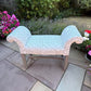 Window Seat, Scroll Armed Bench, Upholstered Cream Willow Fabric Hallway Chair