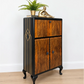 Art Deco Burl Walnut Petit Cocktail Cabinet, Black and Gold, Vintage Drinks Cabinet