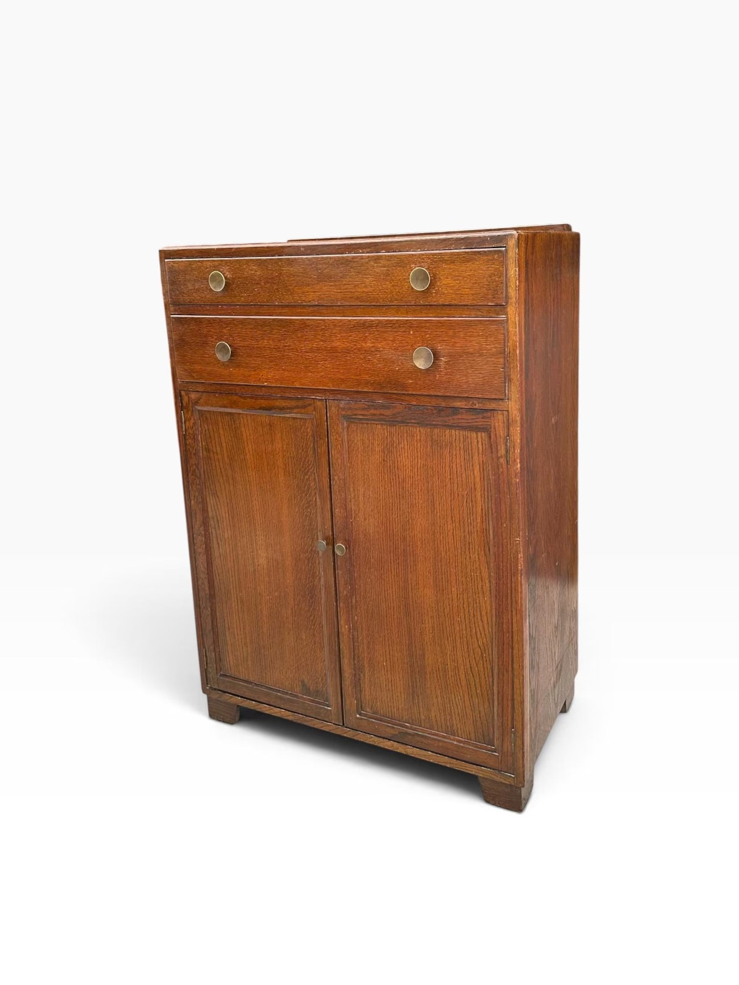 Vintage Oak Tallboy cupboard chest of drawers linen cupboard.