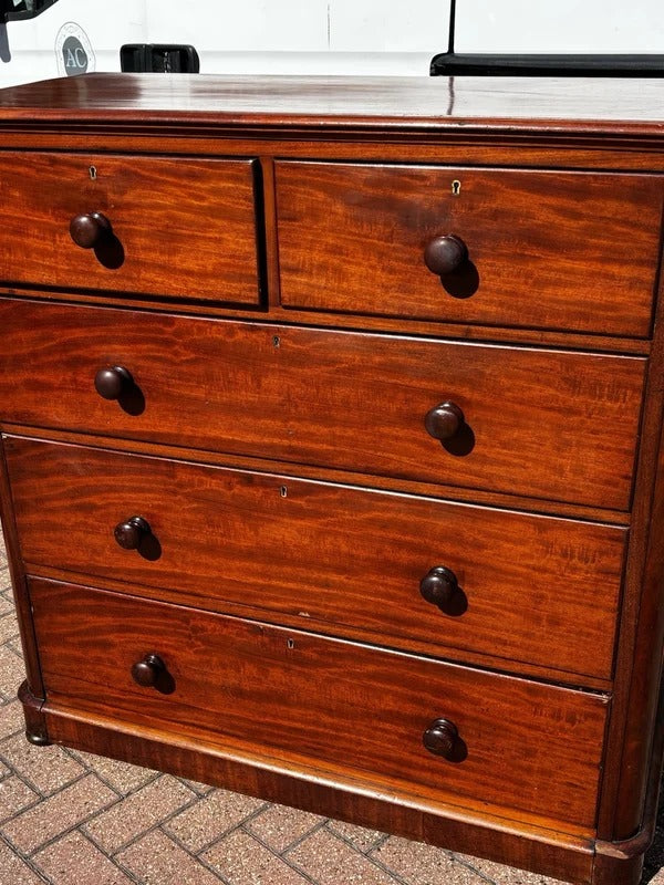 Vintage Victorian Tallboy Mahogany Chest Of Drawers. Big Deep Drawers.