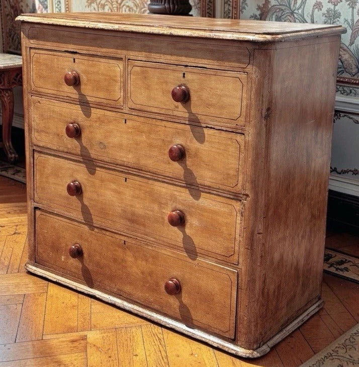 Vintage Victorian Chest Of Drawers With Original Painted Finish, Very Impressive.
