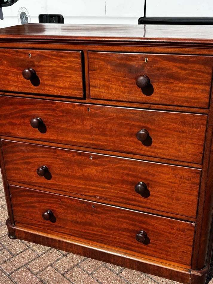 Vintage Victorian Tallboy Mahogany Chest Of Drawers. Big Deep Drawers.
