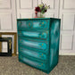 Upcycled Chest of Drawers French Style Drawers Moody Turquoise Colour